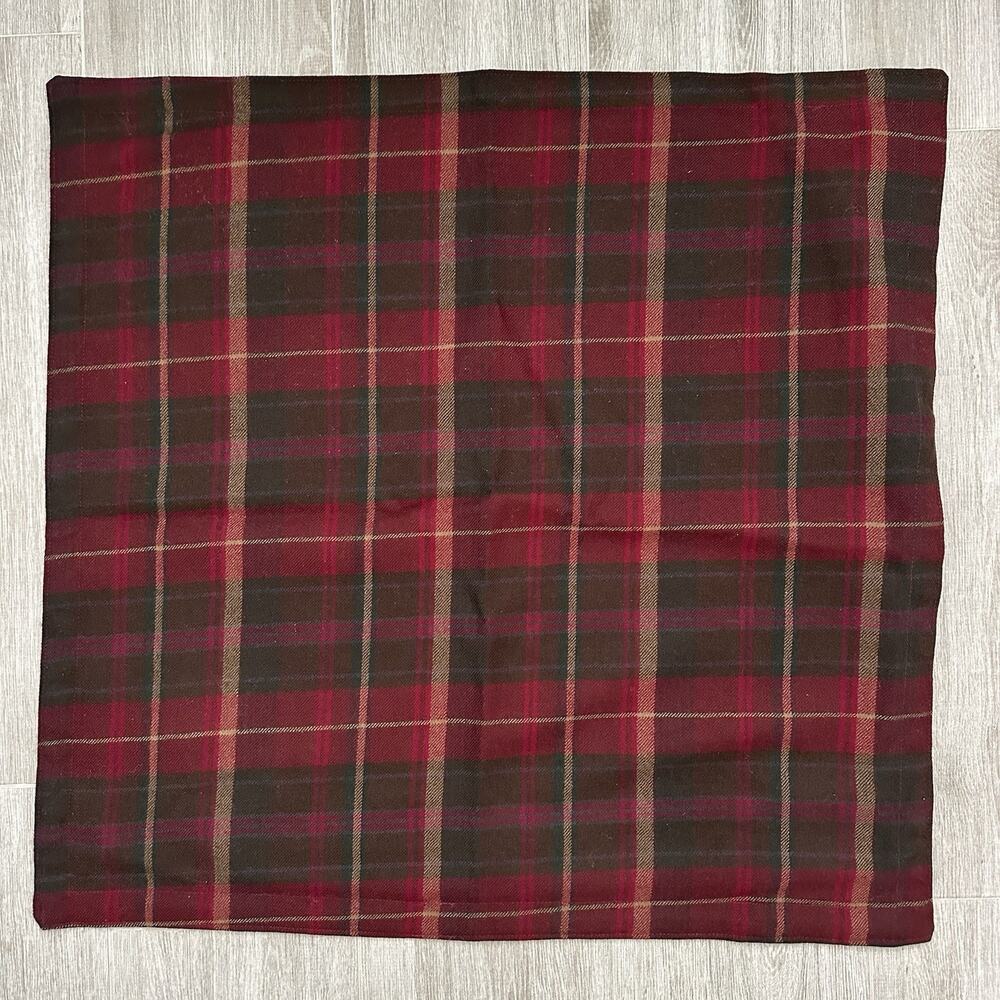 Vintage Ralph Lauren Plaid European Square Christmas Pillow Sham Cabin Cottage